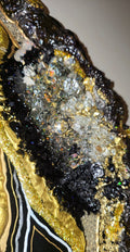 Luxe Glam Geode wall Sculpture - Obsidian's Halo