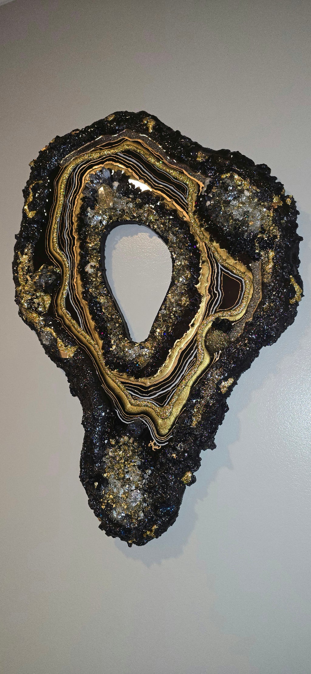 Luxe Glam Geode wall Sculpture - Obsidian's Halo