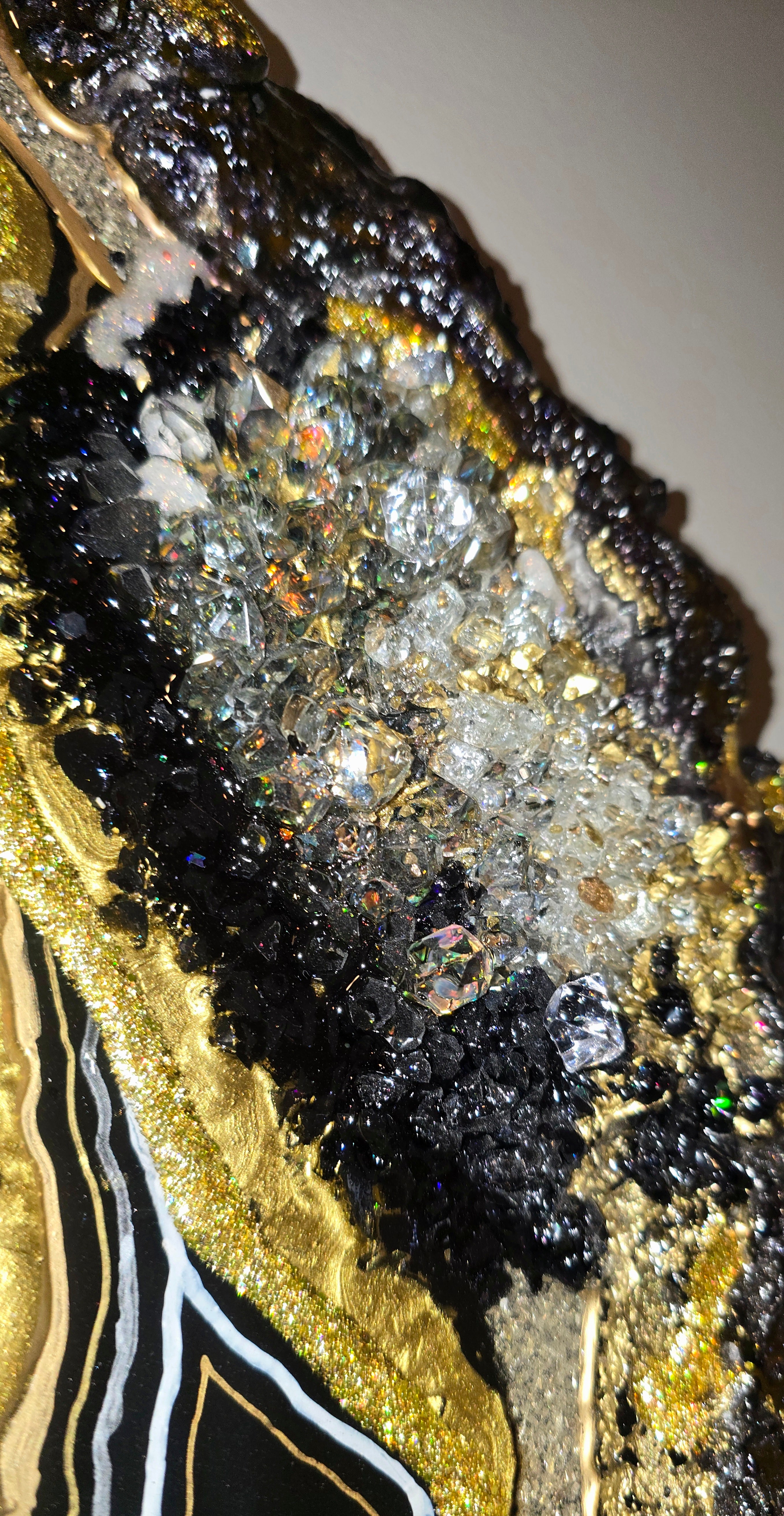 Luxe Glam Geode wall Sculpture - Obsidian's Halo